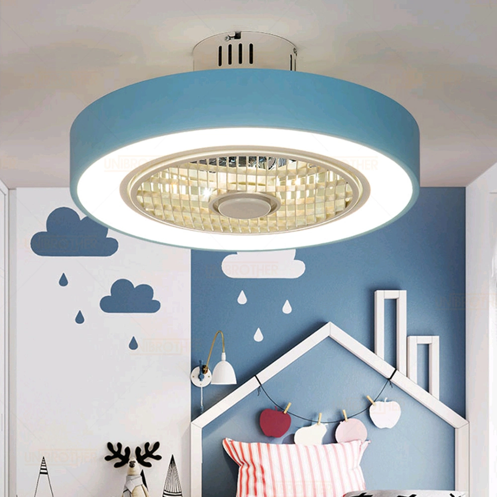 Macaron Fan Ceiling with Remote Control Dimming 19 Inch Fan Lamp for Girl Bedroom Modern Ceiling Fan Light (WH-VLL-14)