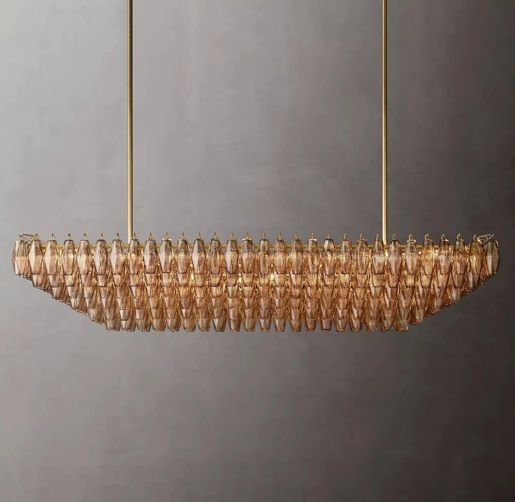 Modern Restoration Hardware Lighting Chiara Smoke Glass Tiered Rectangular Chandelier