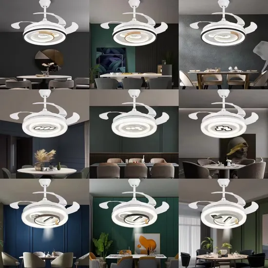 Retractable Remote Control Bladeless Invisible Ceiling Fan with Light LED Modern