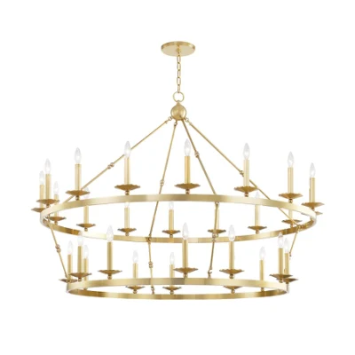 American Classical Two-Tiers Iron Ring Candle Pendant Lamp Lustre de plafond