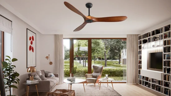 2023 Le plus récent ventilateur de plafond en bois BLDC à 5 vitesses de ventilateur avec télécommande